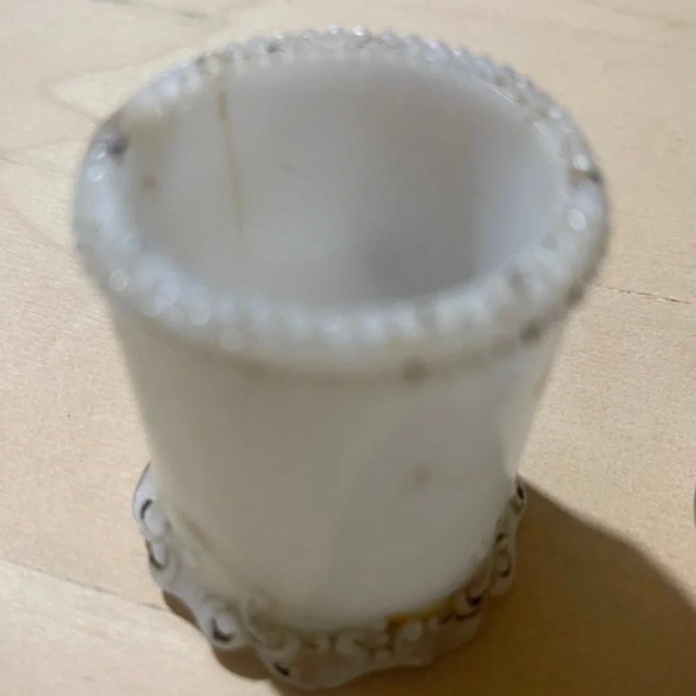 Antique Dithridge Victorian era milk glass vanity set